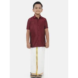 Ramraj Boys Shirt Collar Short Sleeves Shirt With Dhoti Set-picture-26