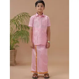 Ramraj Boys Shirt Collar Short Sleeves Shirt With Veshti-picture-34