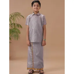 Ramraj Boys Shirt Collar Short Sleeves Shirt With Veshti-picture-39