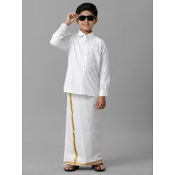 Ramraj Boys Shirt with Golden Zari Dhoti-picture-18