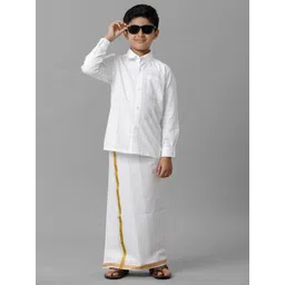 Ramraj Boys Shirt with Golden Zari Dhoti Set-picture-55