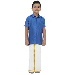 Ramraj Boys Short Sleeves Shirt With Dhoti image 1