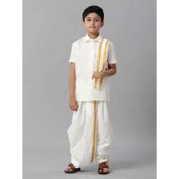 Ramraj Boys Short Sleeves Shirt With Dhoti Pants & Panchakacham-picture-39