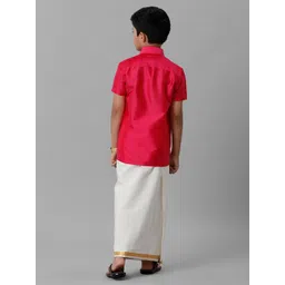 Ramraj Boys Slik Cotton Shirt with Dhoti image 4