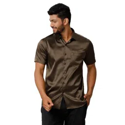 Ramraj Brown Regular Fit Half Sleeves Shirt-picture-43