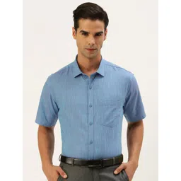 Ramraj Men Blue Cotton Solid Formal Shirt-picture-19