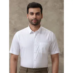 Ramraj Men Classic Spread Collar Solid Cotton Formal Shirt-picture-15