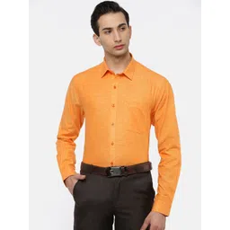 Ramraj Men Orange Slim Fit Pure Cotton Formal Shirt-picture-11