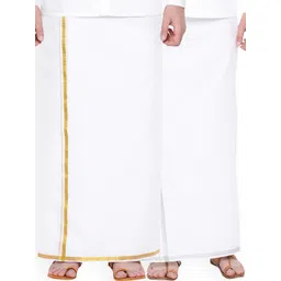 Ramraj Men Pack Of 2 Cotton Dhotis With Zari Border-picture-40