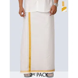 Ramraj Men Pack of 2 Pure Cotton Dhotis With Zari Border-picture-37