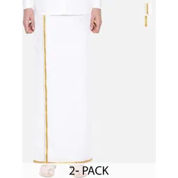 Ramraj Men Pack Of 2 Pure Cotton Dhotis With Zari Border-picture-21
