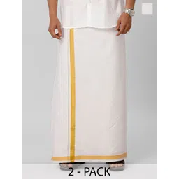 Ramraj Men Pack of 2 Zari Pure Cotton Dhotis-picture-33