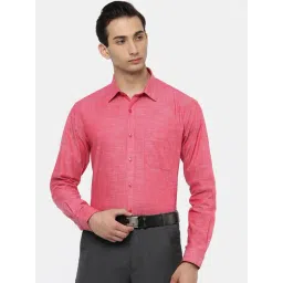 Ramraj Mid Red Cotton Slim Fit Self Pattern Shirt-picture-14