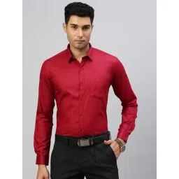 Ramraj Red Cotton PolyCotton Regular Fit Shirts-picture-36