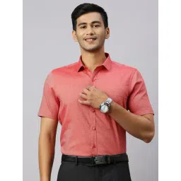 Ramraj Red Cotton Regular Fit Solid Shirt-picture-12