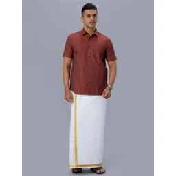 Ramraj Solid Spread Collar Short Sleeves Cotton Shirt-picture-36