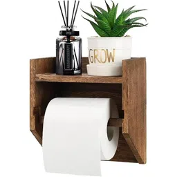 ram's creation wood Wooden Toilet Paper Holder with Shelf ，Wall Mounted Tissue Roll Holder Wooden Toilet Paper Holder-picture-19