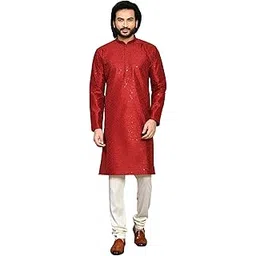 ranak Art Silk Kurta Pajama for Men | Fancy Batton Stitch Style | Classic Ceremony Wear (VLSMKP623)-picture-46