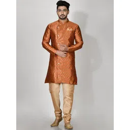 RANAK Floral Woven Design Mandarin Collar Straight Kurta With Churidar-picture-33