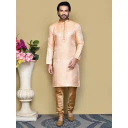 RANAK Geometric Woven Design Mandarin Collar Long Sleeves Regular Straight Kurta-picture-33
