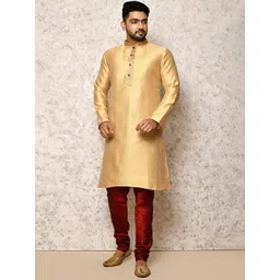 RANAK Geometric Woven Design Mandarin Collar Straight Kurta With Churidar-picture-26