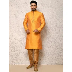 RANAK Geometric Woven Design Mandarin Collar Straight Kurta With Churidar-picture-10