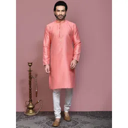 RANAK Mandarin Collar Geometric Woven Design Thread Work Straight Cotton Kurta-picture-27