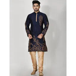 RANAK Men Floral Embroidered Regular Thread Work Kurta with Pyjamas-picture-14