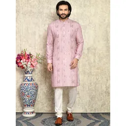 RANAK Men Floral Thread Work Kurta-picture-10