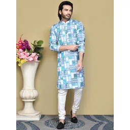 RANAK Men Printed Flared Sleeves Thread Work Kurta-picture-22