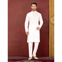 RANAK Men Thread Work Organic Cotton Kurta-picture-20
