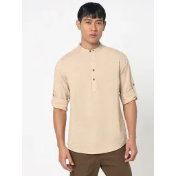 R&B Beige Cotton Slim Fit Shirt-picture-12