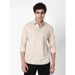 R&B Beige Cotton Slim Fit Striped Shirt-picture-31