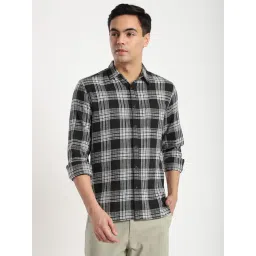 R&B Black Cotton Regular Fit Checks Shirt-picture-42