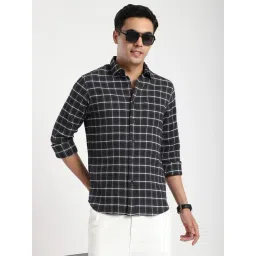 R&B Black Cotton Regular Fit Checks Shirt-picture-31