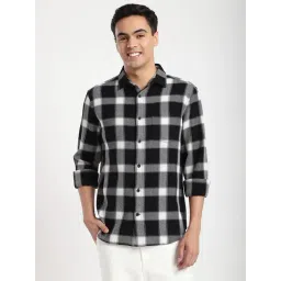 R&B Black Cotton Regular Fit Checks Shirt-picture-37