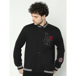 R&B Black Cotton Regular Fit Self Pattern Jacket-picture-44