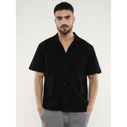 R&B Black Cotton Relaxed Fit Texture Shirt-picture-32