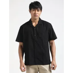 R&B Black Cotton Relaxed Fit Texture Shirt-picture-22