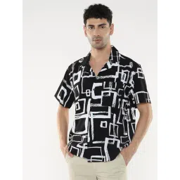 R&B Black Relaxed Fit Abstract Shirt-picture-27