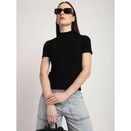 R&B Black Viscose Slim Fit Top-picture-29