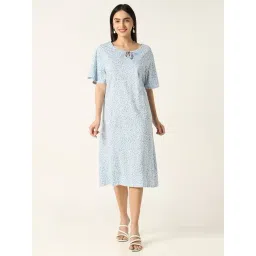 R&B Blue Cotton Printed Night Dress-picture-31