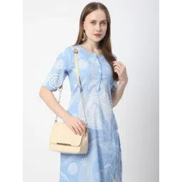 R&B Blue Polyester Printed Straight Kurta-picture-45