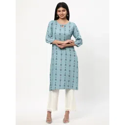 R&B Blue Rayon Printed Regular Fit Kurta-picture-43