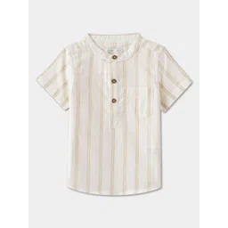 R&B Boys Band Collar Vertical Striped Cotton Casual Shirt-picture-13