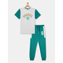 R&B Boys Colourblocked Cotton T-shirt With Lounge Pant Night Suit-picture-37