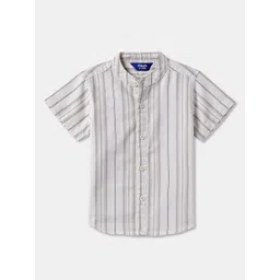 R&B Boys Mandarin Collar Vertical Striped Casual Shirt-picture-22