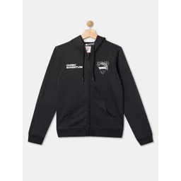 R&B Boys Typography Printed Hooded Cotton Open Front Jacket With Zip Detail-picture-20