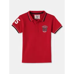 R&B Boys Typography Printed Polo Collar Short Sleeves Cotton Regular Fit T-Shirt-picture-35