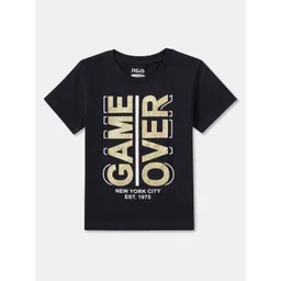 R&B Boys Typography Printed Round Neck Cotton T-shirt-picture-24